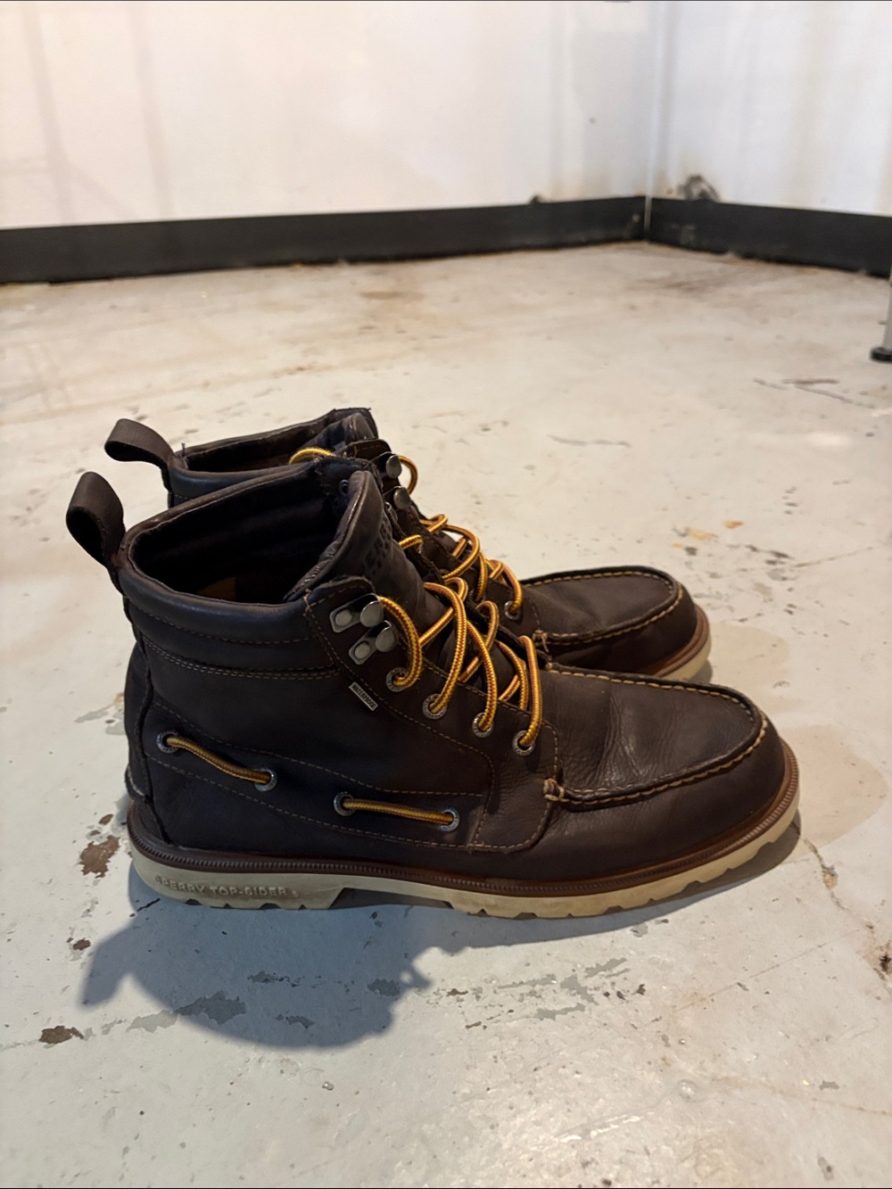 Men's Dark Brown Leather Moc Toe Work Boots - Casual Lace-Up
